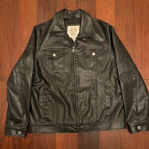 Black Route 66 Faux Leather Jacket (Men’s L) – Great Condition – Act Fast!